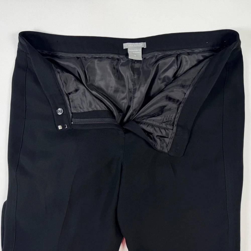 Ann Taylor Signature Fit Dress Pants Womens 18 Black Excellent Wide Leg Trousers